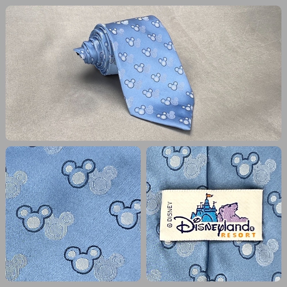Disneyland Resort Mickey Mouse Icon Silk Necktie Blue Disney Parks Mens Tie READ